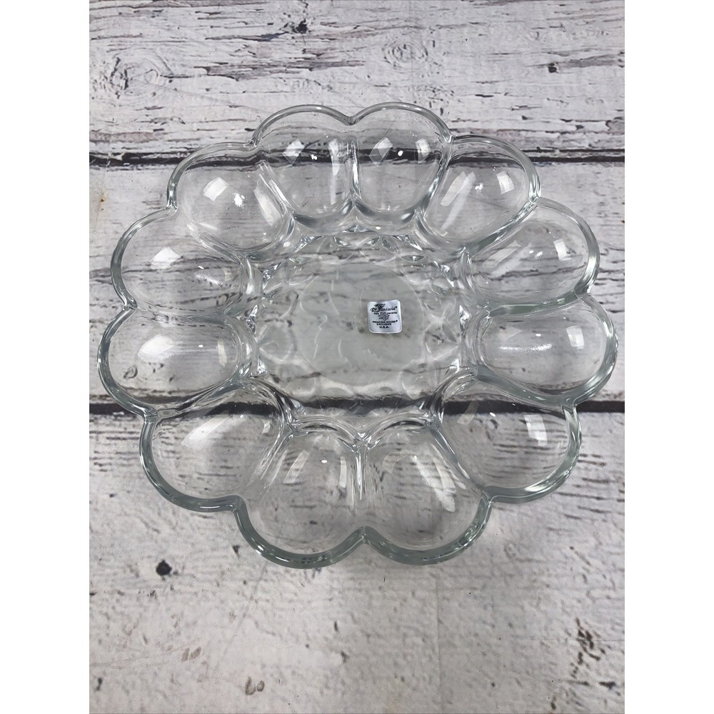 NEW Princess House Fantasia Crystal Deviled Egg Server Platter 10" #591 NIB